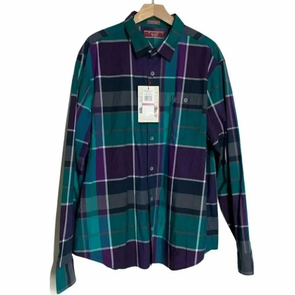 Original Penguin men’s XXL 598 grape Royal plaid long sleeve button down shirt - Picture 1 of 6